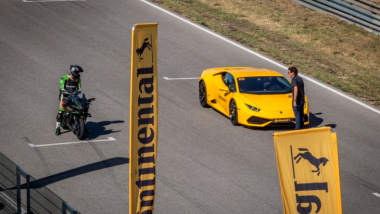 Video: Kawasaki Ninja H2R vs. Lamborghini Huracán en circuito: ¿quién ganará?