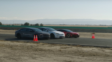 Adiós dinosaurios. El Lucid Air Sapphire y el Tesla Model S Plaid se enfrentan al Bugatti Chiron en una Drag Race