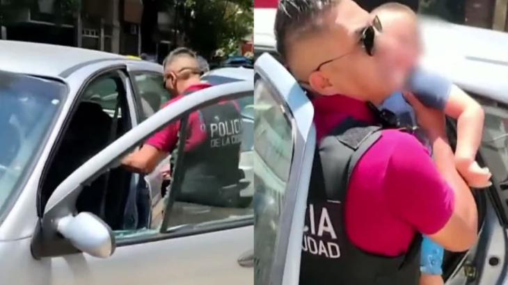 video: un policía rescató a un nene de 3 años encerrado en un auto en plena ola de calor