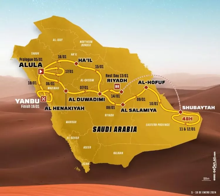 rally dakar 2024: un recorrido repleto de dunas y la novedad de la etapa de 48 horas