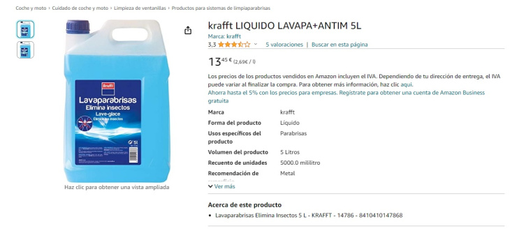 un precio de lidl difícil de batir: cinco litros de líquido limpiaparabrisas a 3,49 euros