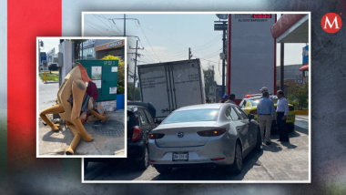 Botarga ocasiona carambola entre 5 autos en avenida Lázaro Cárdenas en Monterrey