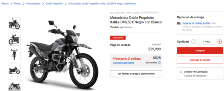 colección elektra 2024: salinas pliego remata motos doble propósito con precios de risa