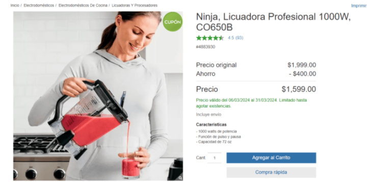 ofertas por tiempo limitado en costco: potente y poderosa licuadora ninja con precio irresistible