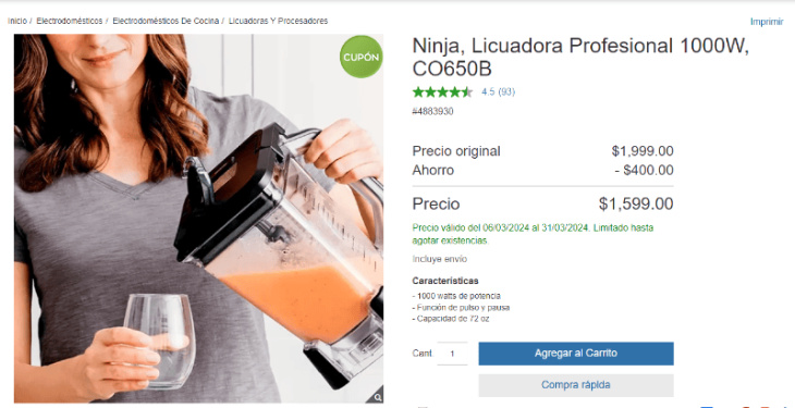 ofertas por tiempo limitado en costco: potente y poderosa licuadora ninja con precio irresistible