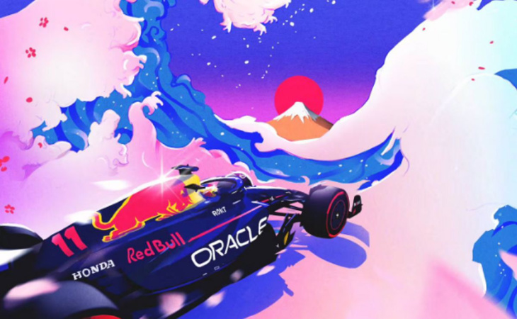 f1: ¡red bull deslumbra con su espectacular póster para el gran premio de japón 2024!