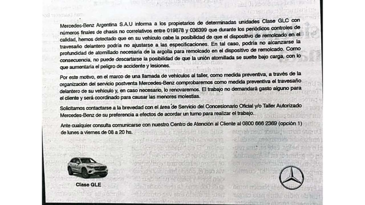 recall para once modelos de mercedes-benz en argentina