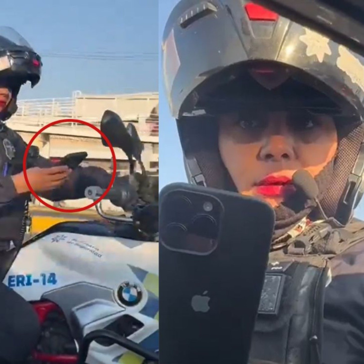 video. captan a policía vial usando su celular mientras maneja moto en jalisco; para a ciudadano